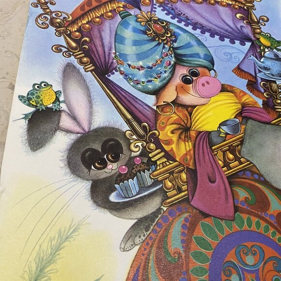 Vintage Cartoon George Buckett Art Poster Print Animals Whimsical Elephant Pig - Picture 8 of 10